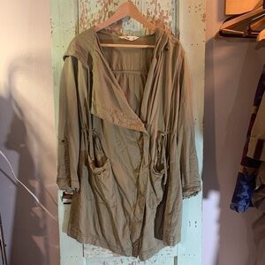 Olive Green Hollister Sz S Lightweight hooded trench jacket w roll up sleeves